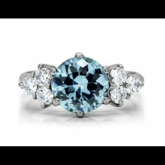 STAINLESS STEEL Simulated London Blue Topaz Ring - Picture 12 of 12